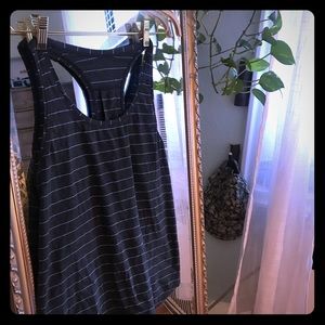 Loose fit grey and white stripe lulu shirt